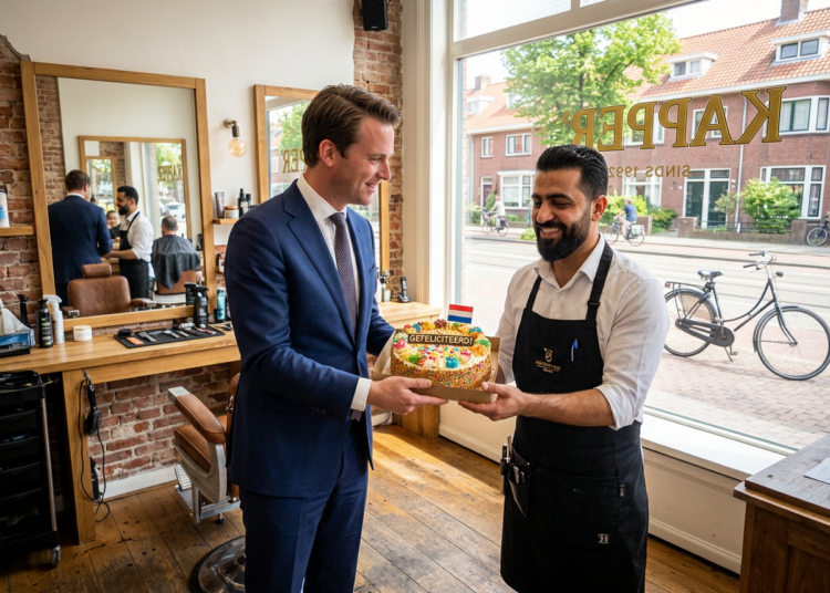 Haatbrief voor net geopende kapperszaak in Leende, burgemeester antwoordt met taart Haatbrief voor net geopende kapperszaak in Leende, burgemeester antwoordt met taart