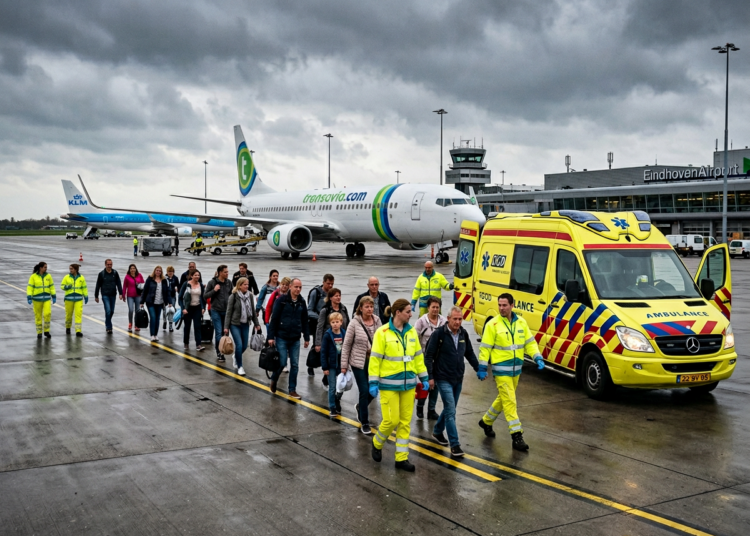 Geëvacueerde opvarenden m/v Hondius onderweg naar Eindhoven na medische keuring Geëvacueerde opvarenden m/v Hondius onderweg naar Eindhoven na medische keuring